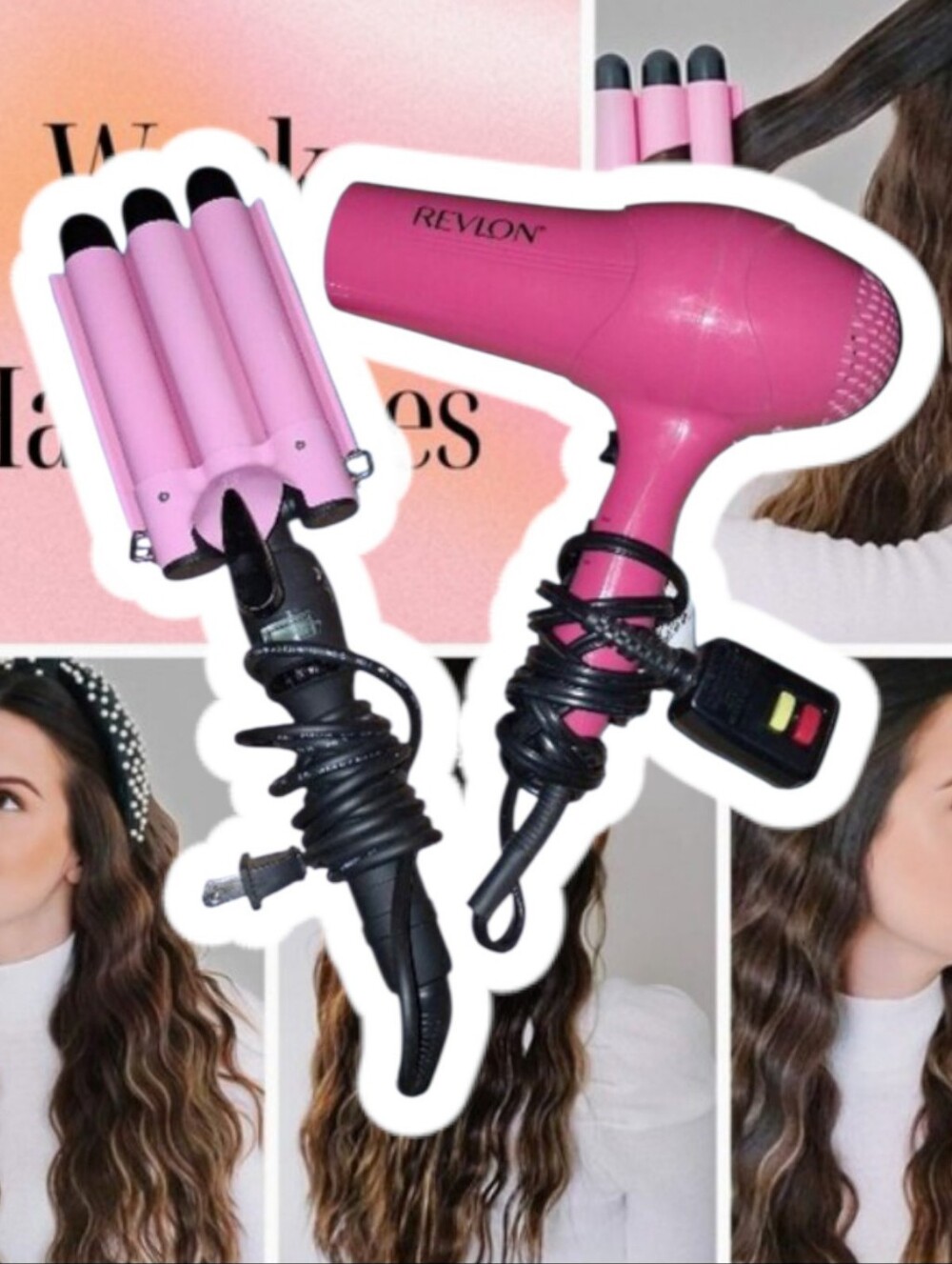 (EUC) Revlon® Shine Enhancer Hair Dryer & Alure® Three Barrel Curling Iron Wand